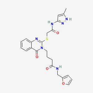 molecular formula C23H24N6O4S B2658871 N-[(furan-2-yl)methyl]-4-[2-({[(3-methyl-1H-pyrazol-5-yl)carbamoyl]methyl}sulfanyl)-4-oxo-3,4-dihydroquinazolin-3-yl]butanamide CAS No. 896701-18-1