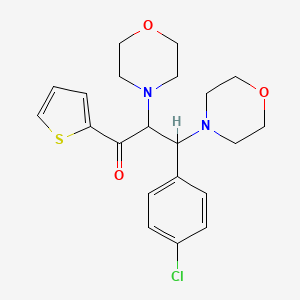 molecular formula C21H25ClN2O3S B2658894 3-(4-Chlorophenyl)-2,3-dimorpholino-1-(thiophen-2-yl)propan-1-one CAS No. 438488-09-6