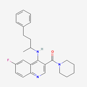 (6-Fluoro-4-((4-phenylbutan-2-yl)amino)quinolin-3-yl)(piperidin-1-yl)methanone