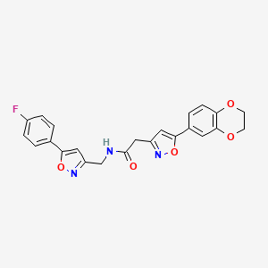 2-(5-(2,3-dihydrobenzo[b][1,4]dioxin-6-yl)isoxazol-3-yl)-N-((5-(4-fluorophenyl)isoxazol-3-yl)methyl)acetamide