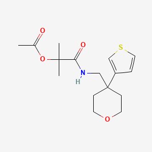 molecular formula C16H23NO4S B2658908 2-methyl-1-oxo-1-(((4-(thiophen-3-yl)tetrahydro-2H-pyran-4-yl)methyl)amino)propan-2-yl acetate CAS No. 2309774-14-7