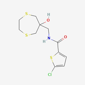 molecular formula C11H14ClNO2S3 B2658915 5-Chloro-N-[(6-hydroxy-1,4-dithiepan-6-yl)methyl]thiophene-2-carboxamide CAS No. 2415512-88-6