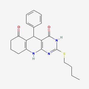 B2658957 2-(butylthio)-5-phenyl-7,8,9,10-tetrahydropyrimido[4,5-b]quinoline-4,6(3H,5H)-dione CAS No. 628278-32-0