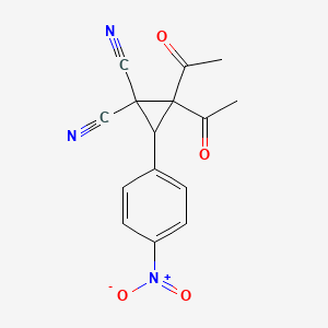 molecular formula C15H11N3O4 B2658960 2,2-Diacetyl-3-(4-nitrophenyl)cyclopropane-1,1-dicarbonitrile CAS No. 478041-12-2