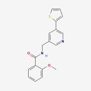 molecular formula C18H16N2O2S B2658971 2-甲氧基-N-((5-(噻吩-2-基)吡啶-3-基)甲基)苯甲酰胺 CAS No. 2034270-97-6