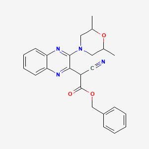 B2658972 Benzyl 2-cyano-2-[3-(2,6-dimethylmorpholin-4-yl)quinoxalin-2-yl]acetate CAS No. 1008395-75-2