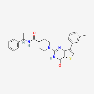 molecular formula C27H28N4O2S B2658977 1-[7-(3-methylphenyl)-4-oxo-3,4-dihydrothieno[3,2-d]pyrimidin-2-yl]-N-(1-phenylethyl)piperidine-4-carboxamide CAS No. 1242858-09-8