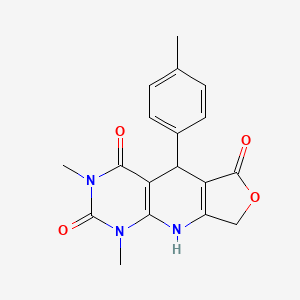 molecular formula C18H17N3O4 B2658987 1,3-dimethyl-5-(p-tolyl)-8,9-dihydrofuro[3',4':5,6]pyrido[2,3-d]pyrimidine-2,4,6(1H,3H,5H)-trione CAS No. 854137-39-6