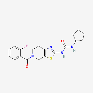 molecular formula C19H21FN4O2S B2658998 1-Cyclopentyl-3-(5-(2-fluorobenzoyl)-4,5,6,7-tetrahydrothiazolo[5,4-c]pyridin-2-yl)urea CAS No. 1396877-56-7