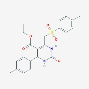 molecular formula C22H24N2O5S B2659020 ethyl 6-[(4-methylbenzenesulfonyl)methyl]-4-(4-methylphenyl)-2-oxo-1,2,3,4-tetrahydropyrimidine-5-carboxylate CAS No. 1422267-03-5