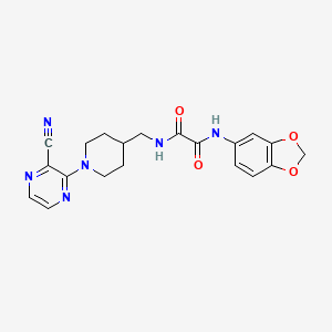 molecular formula C20H20N6O4 B2659029 N1-(benzo[d][1,3]dioxol-5-yl)-N2-((1-(3-cyanopyrazin-2-yl)piperidin-4-yl)methyl)oxalamide CAS No. 1797726-56-7