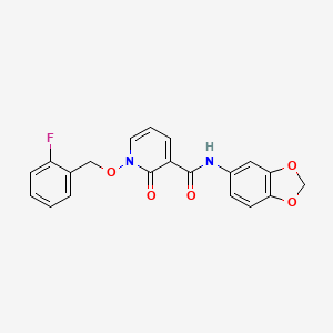 molecular formula C20H15FN2O5 B2659061 N-(2H-1,3-benzodioxol-5-yl)-1-[(2-fluorophenyl)methoxy]-2-oxo-1,2-dihydropyridine-3-carboxamide CAS No. 868679-09-8