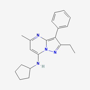 molecular formula C20H24N4 B2659118 N-cyclopentyl-2-ethyl-5-methyl-3-phenylpyrazolo[1,5-a]pyrimidin-7-amine CAS No. 890620-87-8