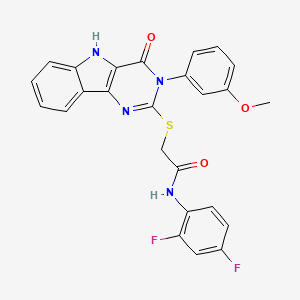 molecular formula C25H18F2N4O3S B2659160 N-(2,4-difluorophenyl)-2-{[3-(3-methoxyphenyl)-4-oxo-3H,4H,5H-pyrimido[5,4-b]indol-2-yl]sulfanyl}acetamide CAS No. 536706-55-5