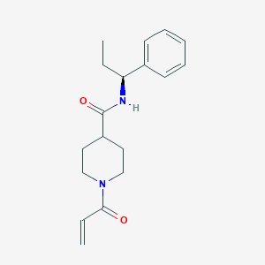 molecular formula C18H24N2O2 B2659177 N-[(1S)-1-Phenylpropyl]-1-prop-2-enoylpiperidine-4-carboxamide CAS No. 2361586-47-0