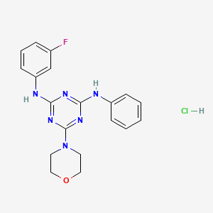 molecular formula C19H20ClFN6O B2659184 N2-(3-fluorophenyl)-6-(morpholin-4-yl)-N4-phenyl-1,3,5-triazine-2,4-diamine hydrochloride CAS No. 1179502-50-1