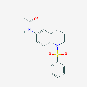 molecular formula C18H20N2O3S B2659190 N-(1-(phenylsulfonyl)-1,2,3,4-tetrahydroquinolin-6-yl)propionamide CAS No. 942006-42-0