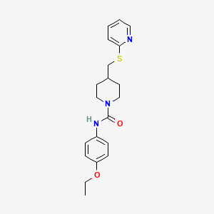 molecular formula C20H25N3O2S B2659196 N-(4-ethoxyphenyl)-4-((pyridin-2-ylthio)methyl)piperidine-1-carboxamide CAS No. 1421525-67-8