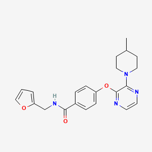 molecular formula C22H24N4O3 B2659249 N-(furan-2-ylmethyl)-4-((3-(4-methylpiperidin-1-yl)pyrazin-2-yl)oxy)benzamide CAS No. 1251695-80-3