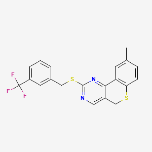 9-methyl-2-{[3-(trifluoromethyl)benzyl]sulfanyl}-5H-thiochromeno[4,3-d]pyrimidine