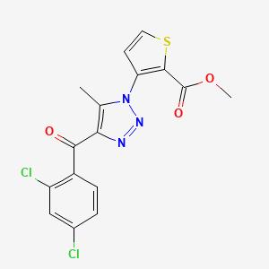 molecular formula C16H11Cl2N3O3S B2659256 methyl 3-[4-(2,4-dichlorobenzoyl)-5-methyl-1H-1,2,3-triazol-1-yl]-2-thiophenecarboxylate CAS No. 439112-23-9
