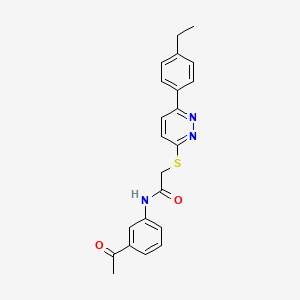 molecular formula C22H21N3O2S B2659282 N-(3-acetylphenyl)-2-((6-(4-ethylphenyl)pyridazin-3-yl)thio)acetamide CAS No. 896046-33-6