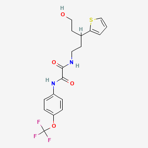 molecular formula C18H19F3N2O4S B2659409 N-[5-hydroxy-3-(thiophen-2-yl)pentyl]-N'-[4-(trifluoromethoxy)phenyl]ethanediamide CAS No. 2034510-85-3