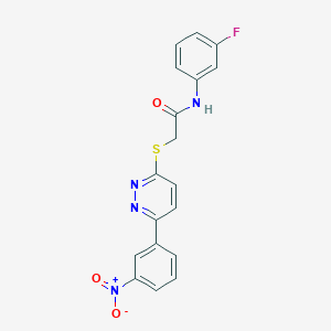 molecular formula C18H13FN4O3S B2659435 N-(3-fluorophenyl)-2-((6-(3-nitrophenyl)pyridazin-3-yl)thio)acetamide CAS No. 893999-07-0