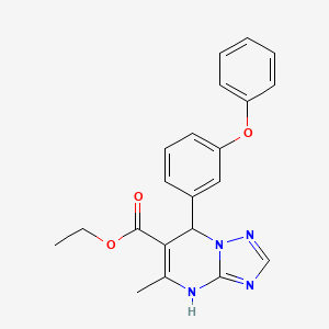 molecular formula C21H20N4O3 B2659438 Ethyl 5-methyl-7-(3-phenoxyphenyl)-4,7-dihydro-[1,2,4]triazolo[1,5-a]pyrimidine-6-carboxylate CAS No. 941947-40-6