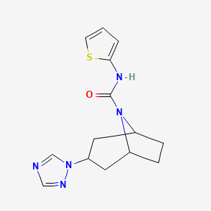 molecular formula C14H17N5OS B2659444 N-(thiophen-2-yl)-3-(1H-1,2,4-triazol-1-yl)-8-azabicyclo[3.2.1]octane-8-carboxamide CAS No. 2319836-25-2