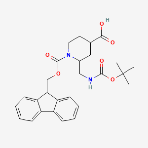 B2659449 1-(9H-Fluoren-9-ylmethoxycarbonyl)-2-[[(2-methylpropan-2-yl)oxycarbonylamino]methyl]piperidine-4-carboxylic acid CAS No. 2219370-55-3