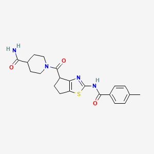 1-(2-(4-methylbenzamido)-5,6-dihydro-4H-cyclopenta[d]thiazole-4-carbonyl)piperidine-4-carboxamide