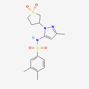 molecular formula C16H21N3O4S2 B2659460 N-(1-(1,1-dioxidotetrahydrothiophen-3-yl)-3-methyl-1H-pyrazol-5-yl)-3,4-dimethylbenzenesulfonamide CAS No. 1170504-37-6