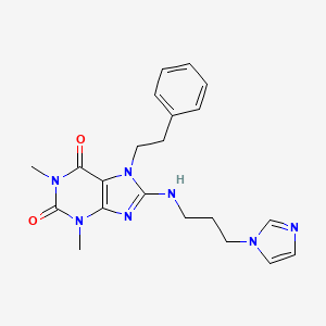8-((3-(1H-imidazol-1-yl)propyl)amino)-1,3-dimethyl-7-phenethyl-1H-purine-2,6(3H,7H)-dione