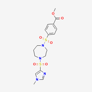 molecular formula C17H22N4O6S2 B2659481 methyl 4-((4-((1-methyl-1H-imidazol-4-yl)sulfonyl)-1,4-diazepan-1-yl)sulfonyl)benzoate CAS No. 1903908-77-9