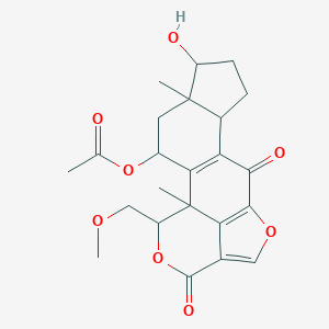 molecular formula C23H26O8 B026595 3H-Furo(4,3,2-de)indeno(4,5-h)-2-benzopyran-3,6(1H)-dione, 11-(acetyloxy)-6b,7,8,9,9a,10,11,11b-octahydro-9-hydroxy-1-(methoxymethyl)-9a,11b-dimethyl- CAS No. 108740-89-2