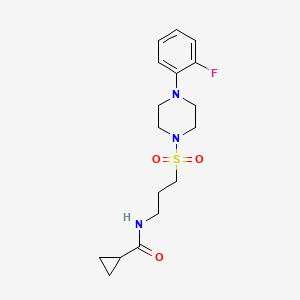 molecular formula C17H24FN3O3S B2659526 N-(3-((4-(2-fluorophenyl)piperazin-1-yl)sulfonyl)propyl)cyclopropanecarboxamide CAS No. 1020981-59-2