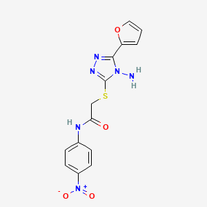 molecular formula C14H12N6O4S B2659535 2-{[4-amino-5-(furan-2-yl)-4H-1,2,4-triazol-3-yl]sulfanyl}-N-(4-nitrophenyl)acetamide CAS No. 905780-69-0