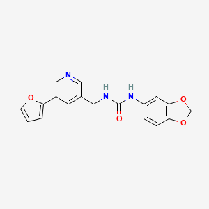 molecular formula C18H15N3O4 B2659537 1-(Benzo[d][1,3]dioxol-5-yl)-3-((5-(furan-2-yl)pyridin-3-yl)methyl)urea CAS No. 2034386-20-2