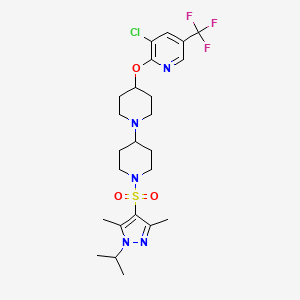 molecular formula C24H33ClF3N5O3S B2659540 4-{[3-chloro-5-(trifluoromethyl)pyridin-2-yl]oxy}-1'-{[3,5-dimethyl-1-(propan-2-yl)-1H-pyrazol-4-yl]sulfonyl}-1,4'-bipiperidine CAS No. 2097935-83-4