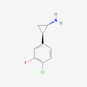 molecular formula C9H9ClFN B2659548 (1S,2R)-2-(4-Chloro-3-fluorophenyl)cyclopropan-1-amine CAS No. 1808068-84-9
