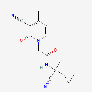 molecular formula C15H16N4O2 B2659550 N-(1-cyano-1-cyclopropylethyl)-2-(3-cyano-4-methyl-2-oxo-1,2-dihydropyridin-1-yl)acetamide CAS No. 1797005-68-5