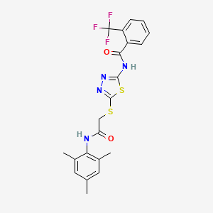 N-(5-((2-(mesitylamino)-2-oxoethyl)thio)-1,3,4-thiadiazol-2-yl)-2-(trifluoromethyl)benzamide