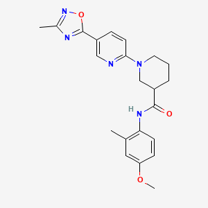 molecular formula C22H25N5O3 B2659559 N-(4-methoxy-2-methylphenyl)-1-[5-(3-methyl-1,2,4-oxadiazol-5-yl)pyridin-2-yl]piperidine-3-carboxamide CAS No. 1396858-40-4