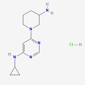 molecular formula C12H20ClN5 B2659595 6-(3-Aminopiperidin-1-yl)-N-cyclopropylpyrimidin-4-amine hydrochloride CAS No. 1353946-78-7
