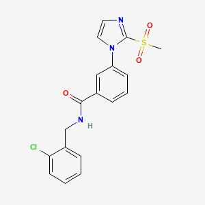 molecular formula C18H16ClN3O3S B2659630 N-(2-chlorobenzyl)-3-(2-(methylsulfonyl)-1H-imidazol-1-yl)benzamide CAS No. 2034540-56-0