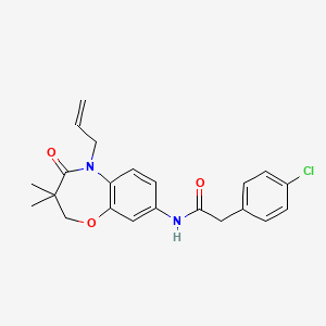 N-(5-allyl-3,3-dimethyl-4-oxo-2,3,4,5-tetrahydrobenzo[b][1,4]oxazepin-8-yl)-2-(4-chlorophenyl)acetamide