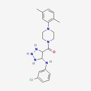 molecular formula C21H23ClN6O B2659670 N-(3-chlorophenyl)-4-[4-(2,5-dimethylphenyl)piperazine-1-carbonyl]-1H-1,2,3-triazol-5-amine CAS No. 1291868-40-0