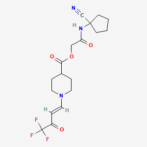 molecular formula C18H22F3N3O4 B2659678 [2-[(1-cyanocyclopentyl)amino]-2-oxoethyl] 1-[(E)-4,4,4-trifluoro-3-oxobut-1-enyl]piperidine-4-carboxylate CAS No. 1111539-13-9