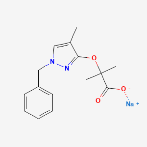 molecular formula C15H17N2NaO3 B2659699 sodium 2-[(1-benzyl-4-methyl-1H-pyrazol-3-yl)oxy]-2-methylpropanoate CAS No. 124361-55-3